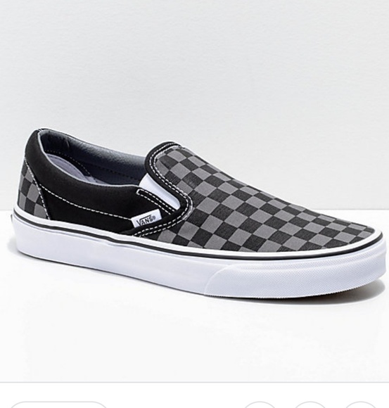 vans black on black checkered slip ons